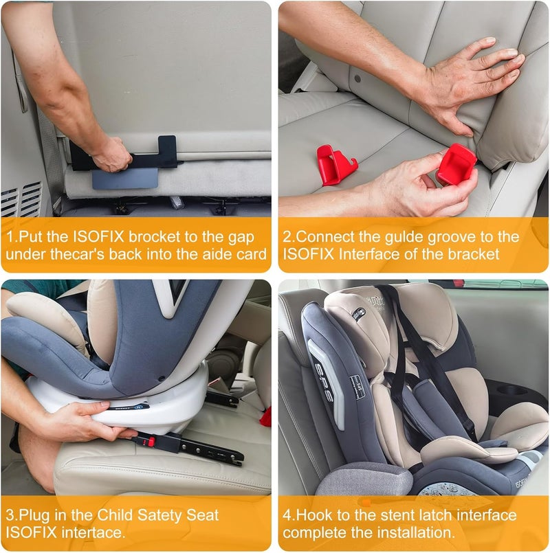 JHKLS حامل مقعد السيارة ISOFIX العالمي، مجموعة ربط مقعد السيارة للأطفال، حامل واجهة ربط المقعد الفولاذي، موصل حزام ISOFIX للمركبات التجارية، والقوافل، 12.6*5.43*4.29" - Image 5